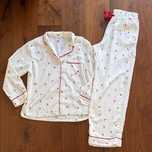 VGUC - EUC Victoria's Secret Cotton Flannel Pajama Set with Skiers Size Medium